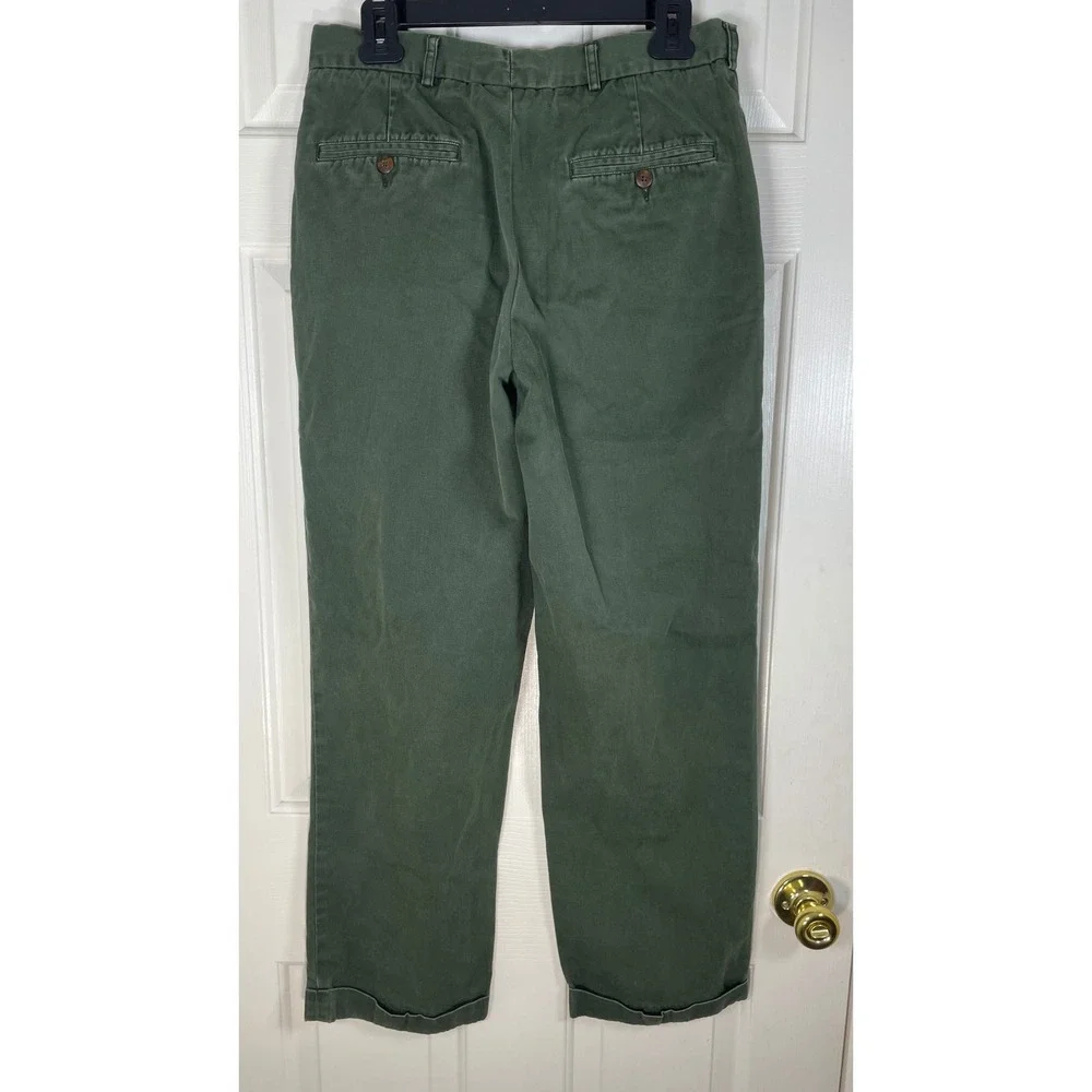 Abercrombie & Fitch Mens Vintage Double Pleated Chinos Green 32x30 Cotton Cuffed